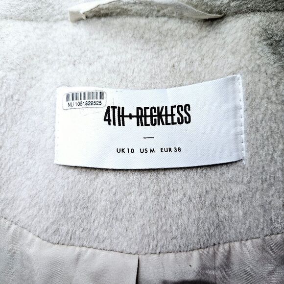 4th + Reckless Seana Boxy Long Line Oversize Menswear Inspired Trench Coat Tan M - Picture 6 of 12